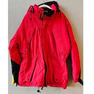 Vintage Marlboro Country Store Duck Down Winter Parka Coat Hooded Red Mens Large